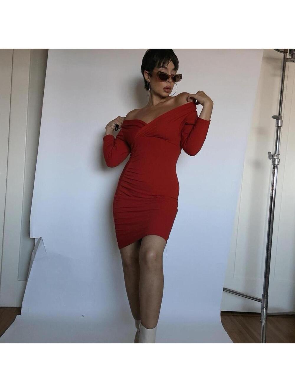 Vintage Diane von Furstenberg red bodycon dress